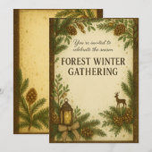 Uitnodiging voor Bos Winter Gathering | Elegant (Voorkant / Achterkant)
