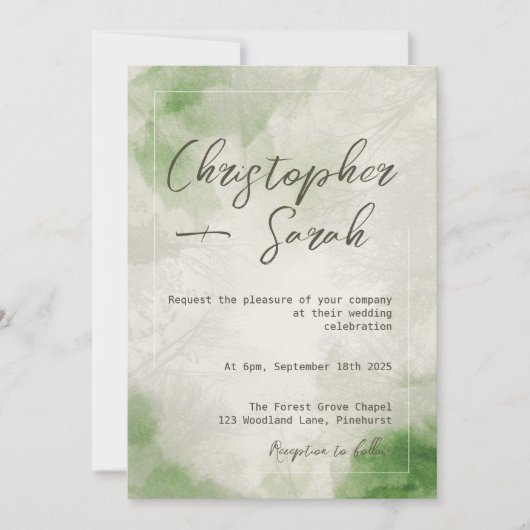 Uitnodiging voor bosbruiloft (Voorkant)