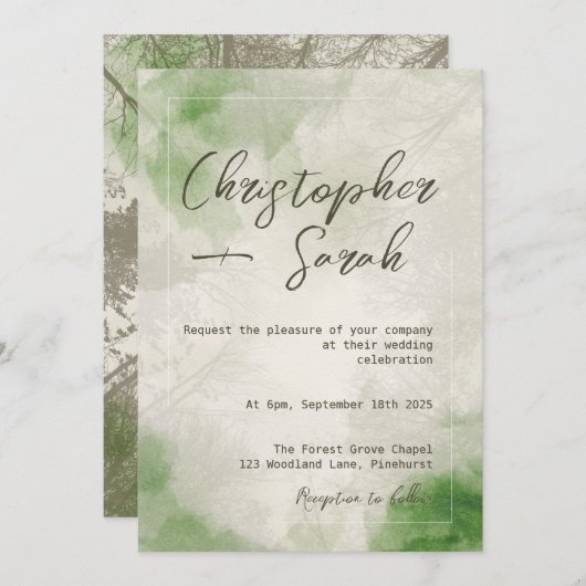 Uitnodiging voor bosbruiloft (Voorkant / Achterkant)