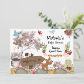 Uitnodiging voor bosdierenbaby welkom (Staand voorkant)