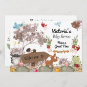 Uitnodiging voor bosdierenbaby welkom (Voorkant / Achterkant)