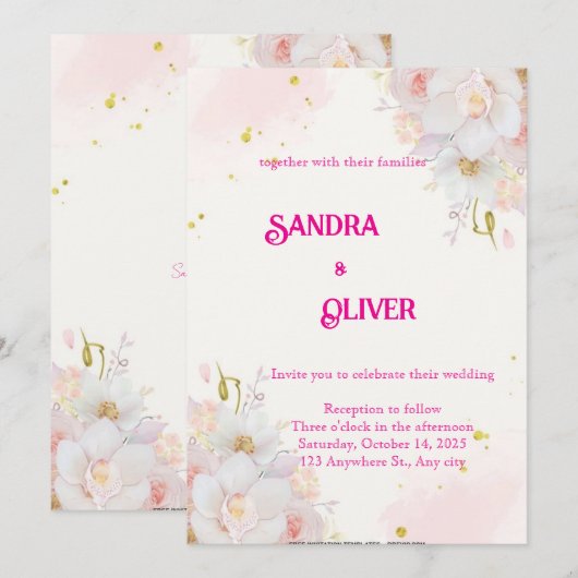 uitnodiging voor botanische bloemen (Voorkant / Achterkant)