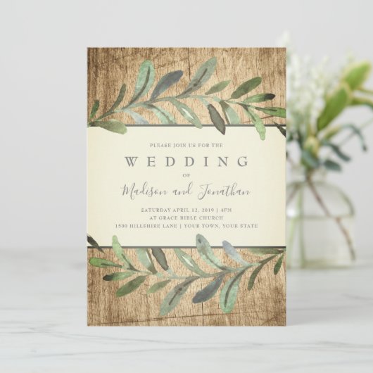 Uitnodiging voor botanische Bossen voor bruiloft (Staand voorkant)