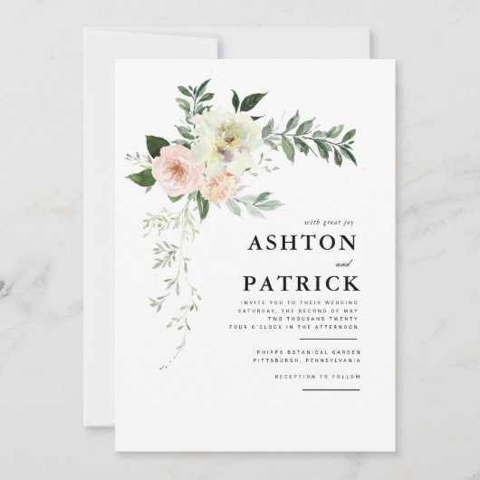 Uitnodiging voor Botanische bruiloft (Voorkant)