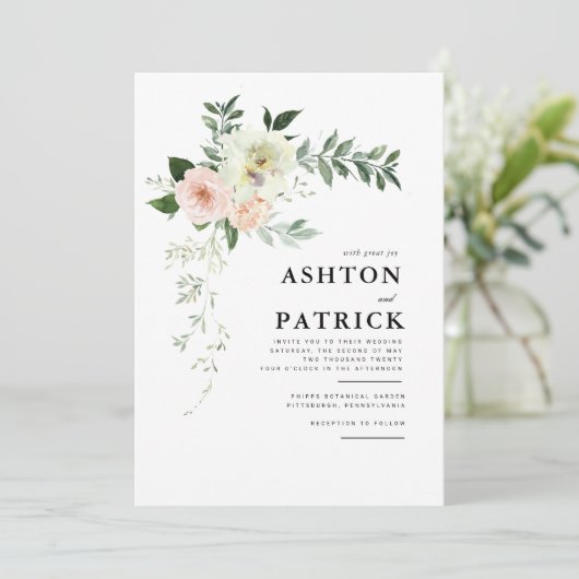 Uitnodiging voor Botanische bruiloft (Staand voorkant)