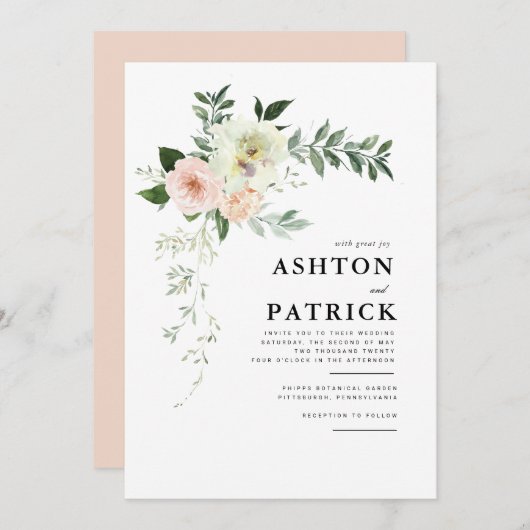 Uitnodiging voor Botanische bruiloft (Voorkant / Achterkant)