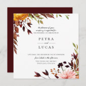Uitnodiging voor botanische bruiloft in het herfst (Voorkant / Achterkant)