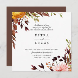 Uitnodiging voor botanische bruiloft in het herfst