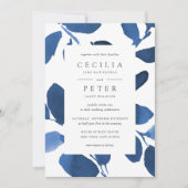 Uitnodiging voor botanische bruiloft | Indigo (Voorkant)