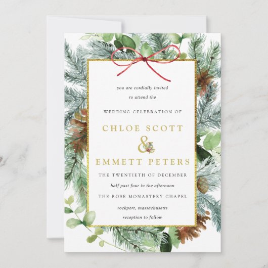 Uitnodiging voor botanische pingbruiloft tijdens d (Voorkant)