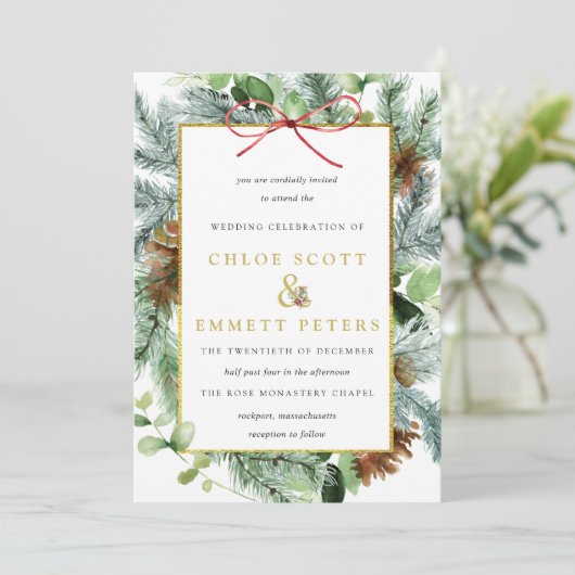 Uitnodiging voor botanische pingbruiloft tijdens d (Staand voorkant)