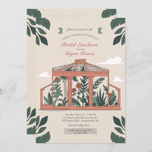 Uitnodiging voor botanische tuin Atrium (Voorkant / Achterkant)