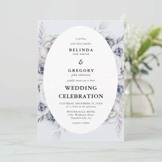 Uitnodiging voor botanische winterweddenschappen (Staand voorkant)