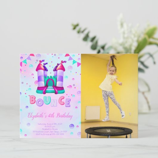 Uitnodiging voor Bounce-verjaardagsfoto (Staand voorkant)
