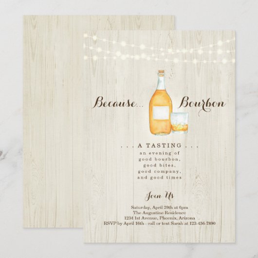 Uitnodiging voor Bourbon Proeverij Feest (Voorkant / Achterkant)