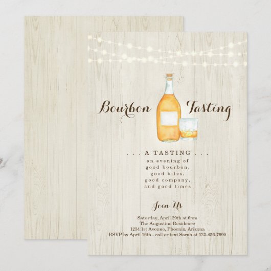 Uitnodiging voor Bourbon Proeverij Feest (Voorkant / Achterkant)