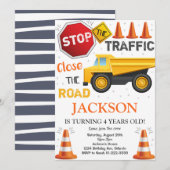 Uitnodiging voor bouwdump-vrachtwagen (Voorkant / Achterkant)