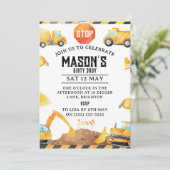 Uitnodiging voor bouwverjaardag – bewerkbare dump (Staand voorkant)