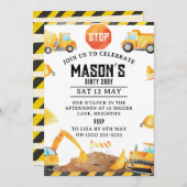 Uitnodiging voor bouwverjaardag – bewerkbare dump (Voorkant / Achterkant)