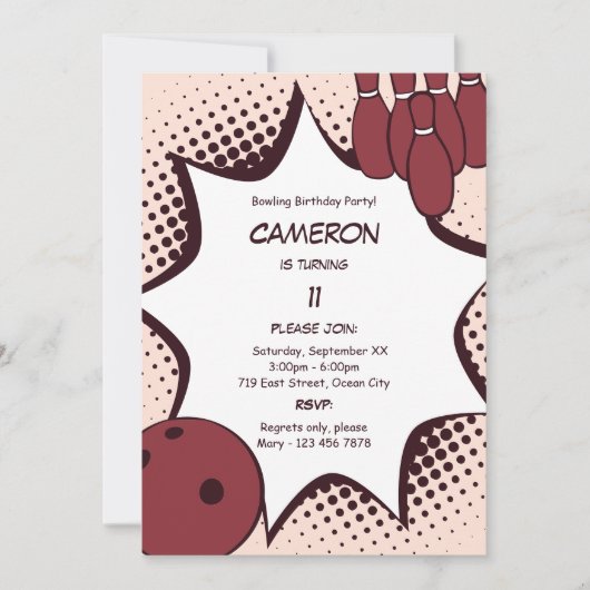 Uitnodiging voor bowling 11e verpartij (Voorkant)