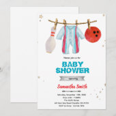 Uitnodiging voor bowling baby shower feestje (Voorkant / Achterkant)