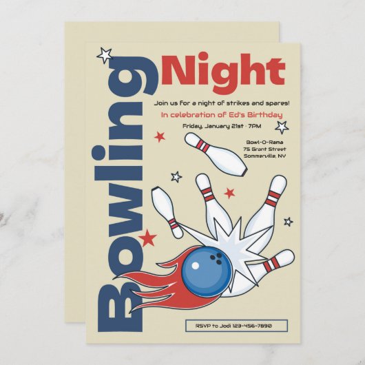 Uitnodiging voor Bowling Night (Voorkant / Achterkant)