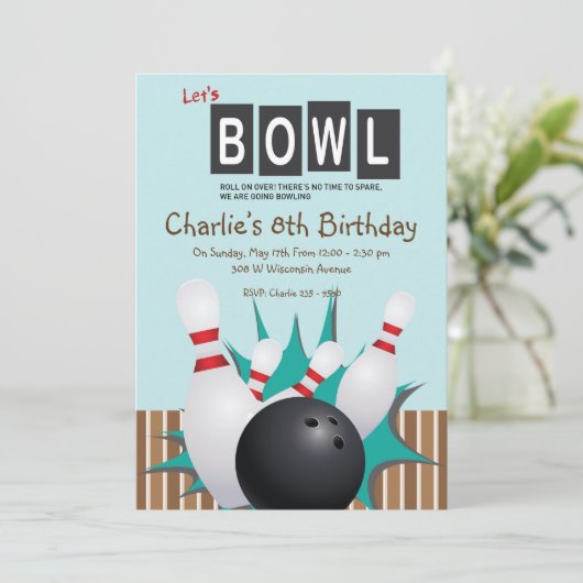 Uitnodiging voor Bowling-partij (Staand voorkant)