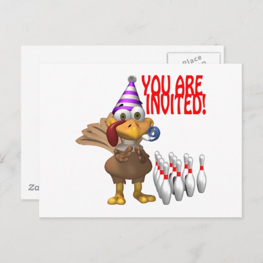 Uitnodiging voor Bowling Party (Voorkant / Achterkant)
