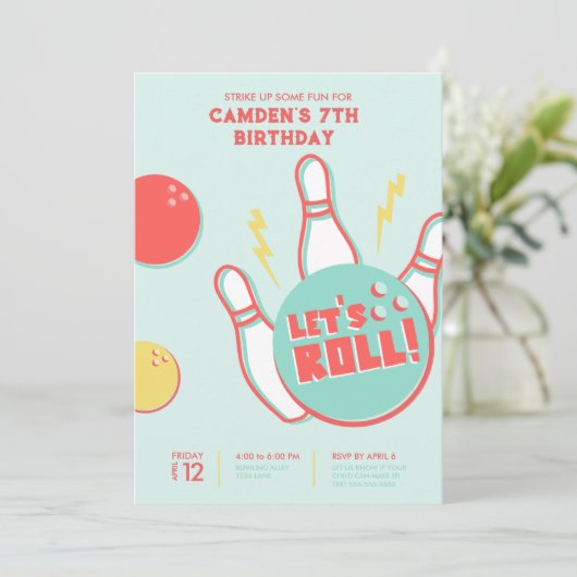 Uitnodiging voor Bowling Party (Staand voorkant)
