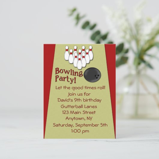 Uitnodiging voor Bowling Party (Staand voorkant)