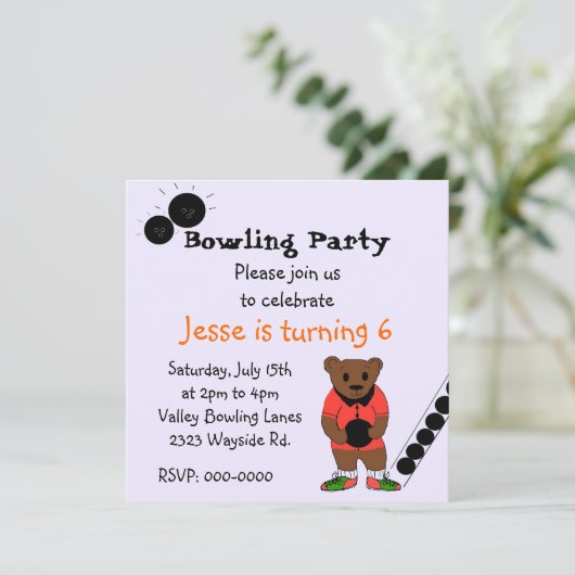 Uitnodiging voor Bowling Party (Staand voorkant)