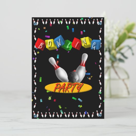 Uitnodiging voor Bowling Party (Staand voorkant)