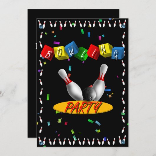 Uitnodiging voor Bowling Party (Voorkant / Achterkant)