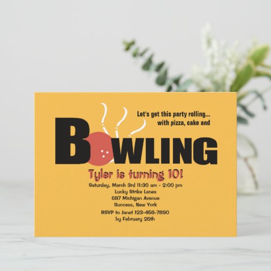 Uitnodiging voor Bowling Party (Staand voorkant)