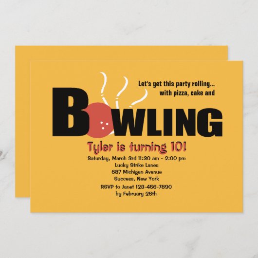 Uitnodiging voor Bowling Party (Voorkant / Achterkant)