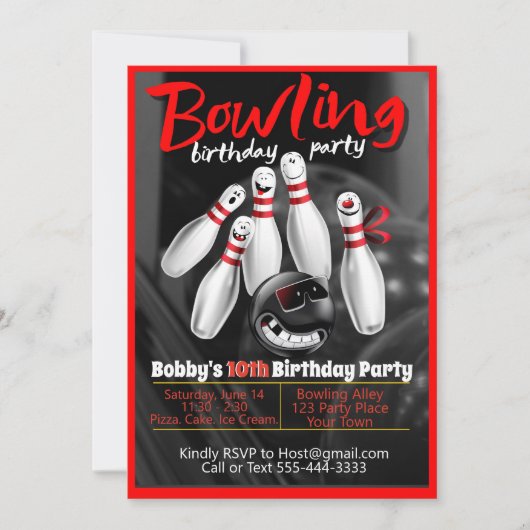 Uitnodiging voor Bowling Party (Voorkant)