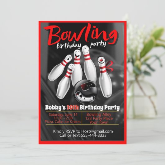 Uitnodiging voor Bowling Party (Staand voorkant)