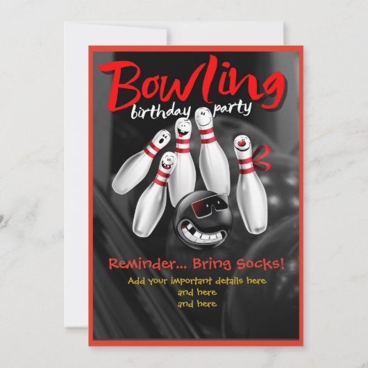 Uitnodiging voor Bowling Party (Achterkant)