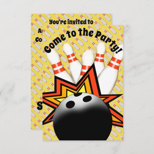 Uitnodiging voor Bowling Party (Voorkant / Achterkant)