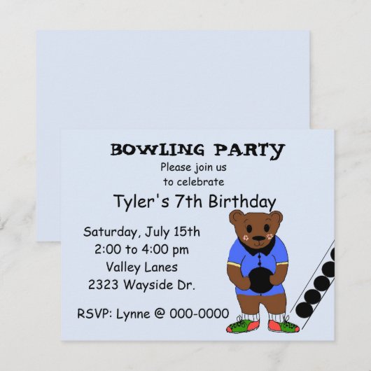 Uitnodiging voor Bowling Party (Voorkant / Achterkant)