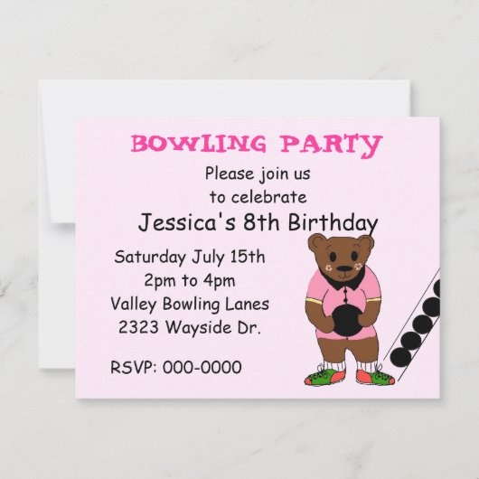 Uitnodiging voor Bowling Party (Voorkant)
