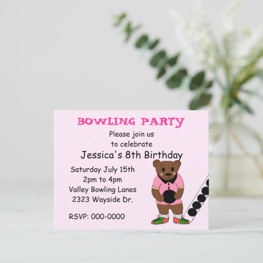 Uitnodiging voor Bowling Party (Staand voorkant)