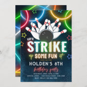 Uitnodiging voor Bowling Party | Bowling Birthday (Voorkant / Achterkant)