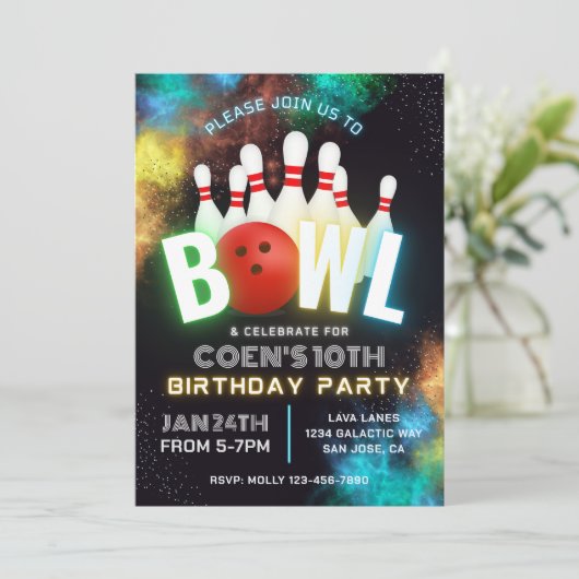Uitnodiging voor Bowling Party | Bowling-uitnodigi (Staand voorkant)
