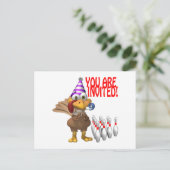 Uitnodiging voor Bowling Party Briefkaart (Staand voorkant)