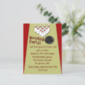 Uitnodiging voor Bowling Party Briefkaart (Staand voorkant)