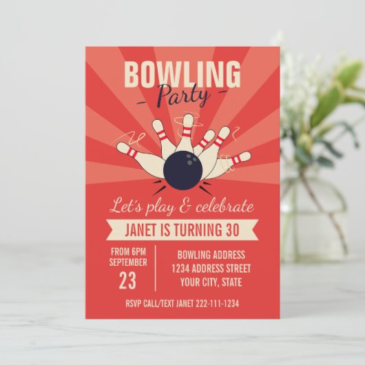 Uitnodiging voor Bowling-verjaardag (Staand voorkant)