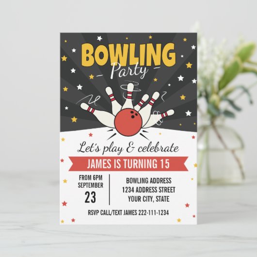 Uitnodiging voor Bowling-verjaardag (Staand voorkant)