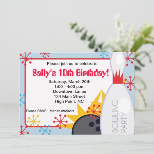Uitnodiging voor Bowling-verjaardag (Staand voorkant)