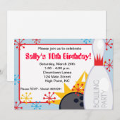 Uitnodiging voor Bowling-verjaardag (Voorkant / Achterkant)